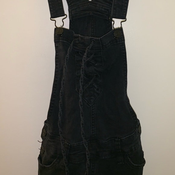 black jean dress overalls